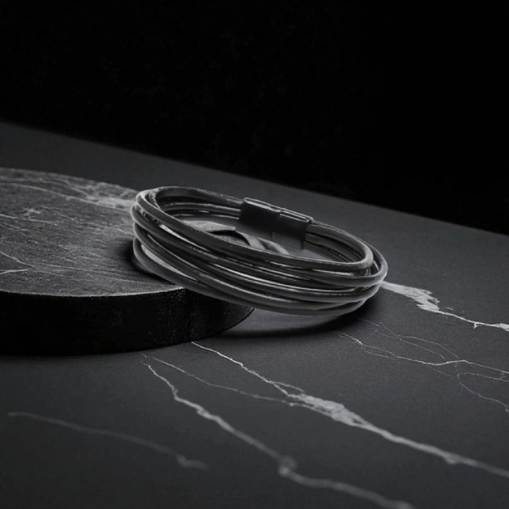 Moncuk Design Erkek Bileklik | Siyah Çoklu Katmanlı Tasarım 33513B13D2