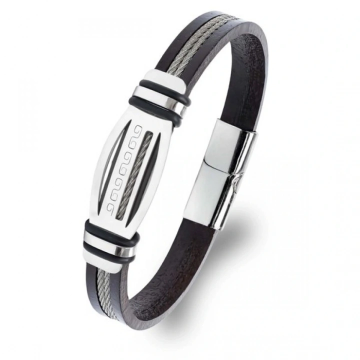 Moncuk Design Grek Anahtarı Desenli Çelik Halatlı Erkek Bileklik 33514B17D4