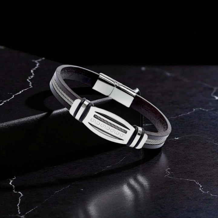 Moncuk Design Grek Anahtarı Desenli Çelik Halatlı Erkek Bileklik 33514B17D4