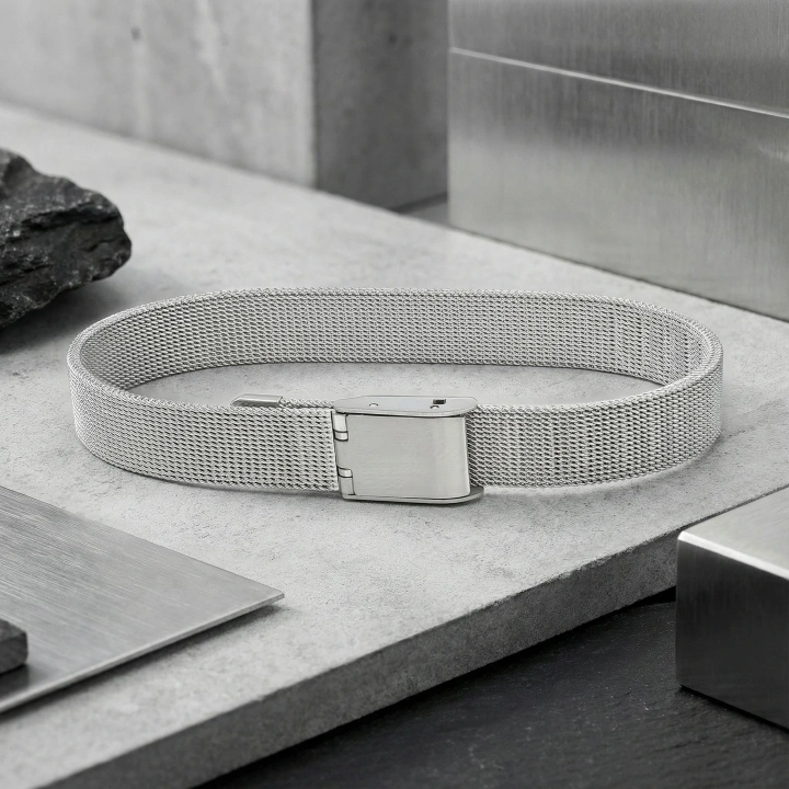 Moncuk Design Hasır Örgü Çelik Bileklik 33511G4D2M