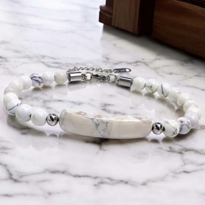 Moncuk Design Havlit Doğaltaş Çelik Halat Ve Çelik Klipsli Bileklik 33512B19D1