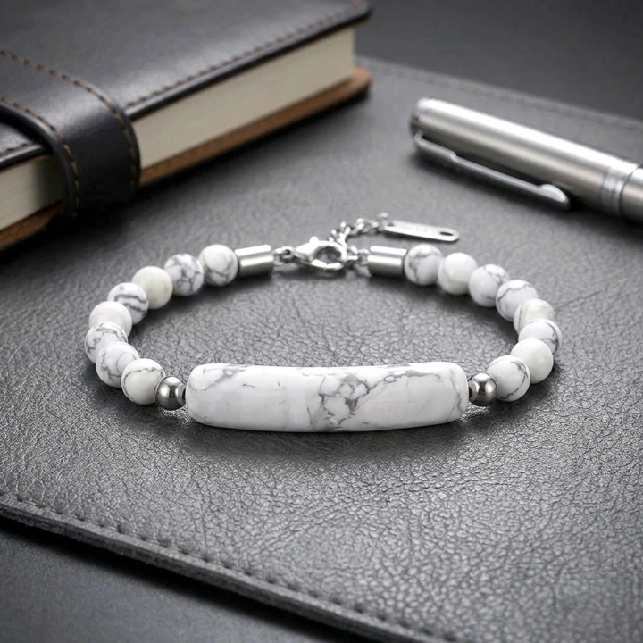 Moncuk Design Havlit Doğaltaş Çelik Halat Ve Çelik Klipsli Bileklik 33512B19D1