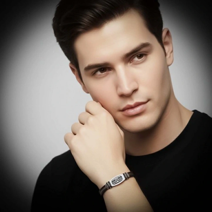 Moncuk Design Hayat Ağacı Desenli Çelik Halatlı Erkek Bileklik 33514B17D3