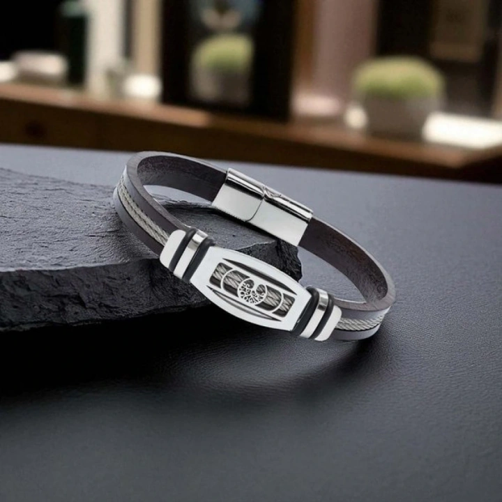 Moncuk Design Hayat Ağacı Desenli Çelik Halatlı Erkek Bileklik 33514B17D3