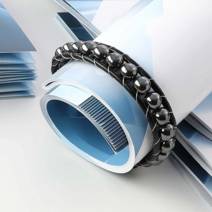 Moncuk Design Hematit Doğaltaşlı Deri Bileklik 33512B2D8M5