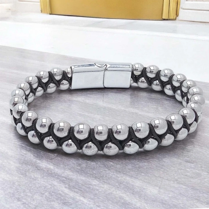 Moncuk Design Hematit Ve Çelik Halatlı Erkek Bileklik 33512B18D1