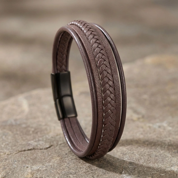 Moncuk Design Kahve Çoklu Deri Bileklik 33513B2D5