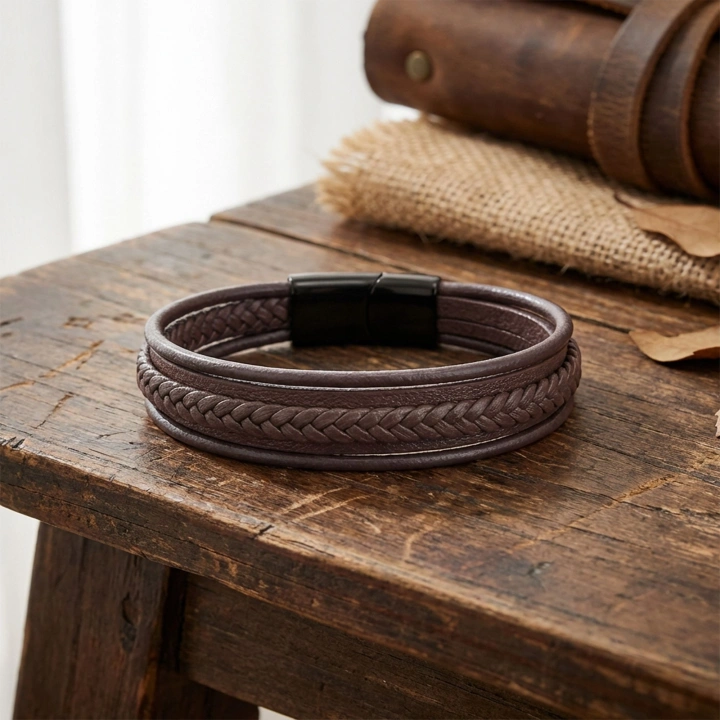 Moncuk Design Kahve Çoklu Deri Bileklik 33513B2D5