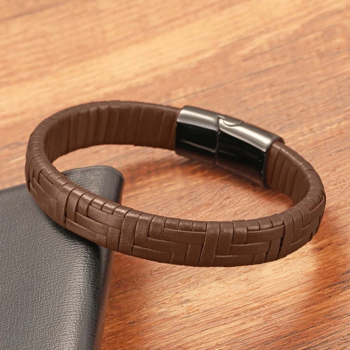 Moncuk Design Kahve Deri Örgü Ve Çelik Bileklik 33513B9D3
