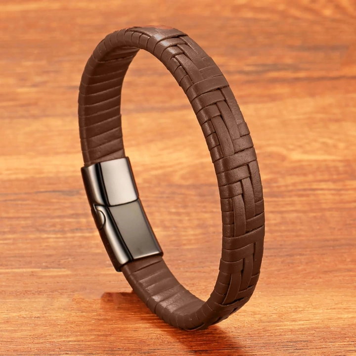 Moncuk Design Kahve Deri Örgü Ve Çelik Bileklik 33513B9D3