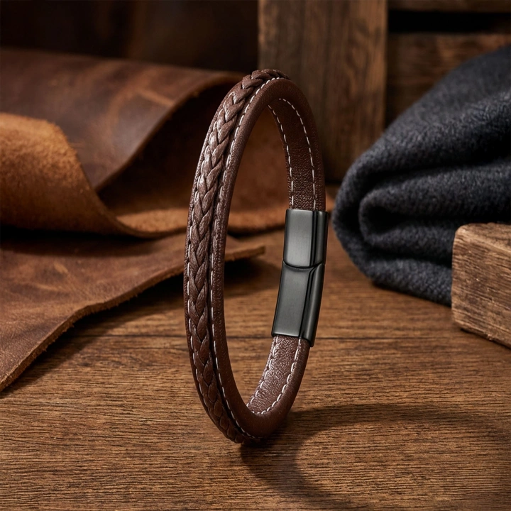 Moncuk Design Kahve & Kahve Saç Örgülü Deri Ve Çelik Bileklik 33513B8D1