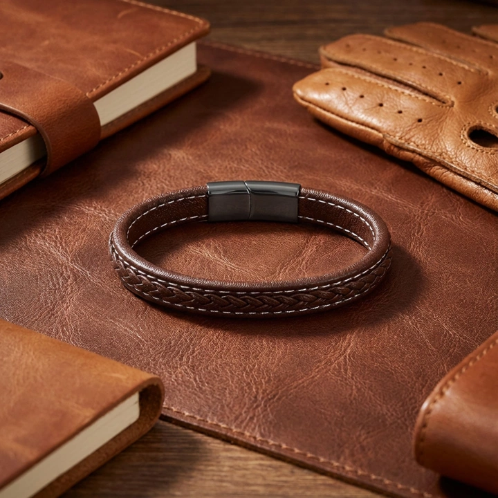 Moncuk Design Kahve & Kahve Saç Örgülü Deri Ve Çelik Bileklik 33513B8D1