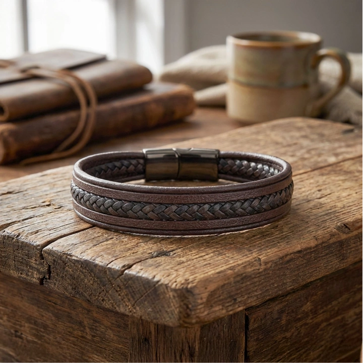 Moncuk Design Kahve Siyah Çoklu Deri Bileklik 33513B2D4