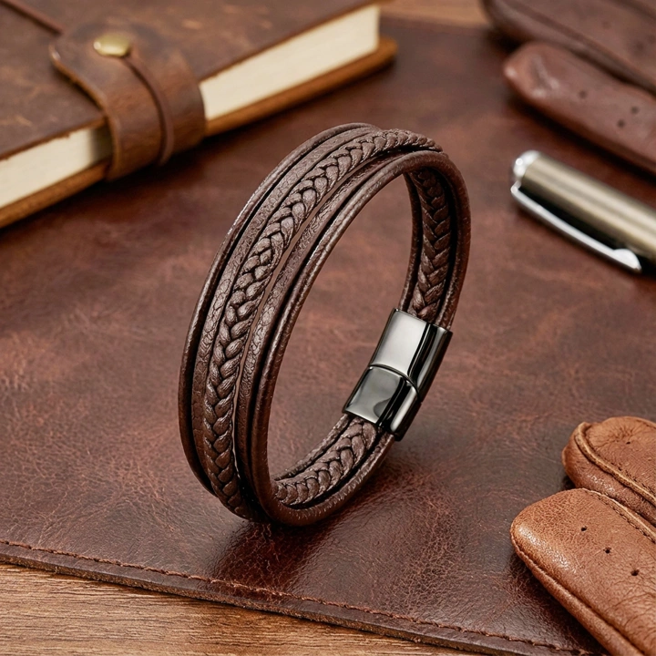 Moncuk Design Kahverengi Çoklu Deri Bileklik 33513B1D3