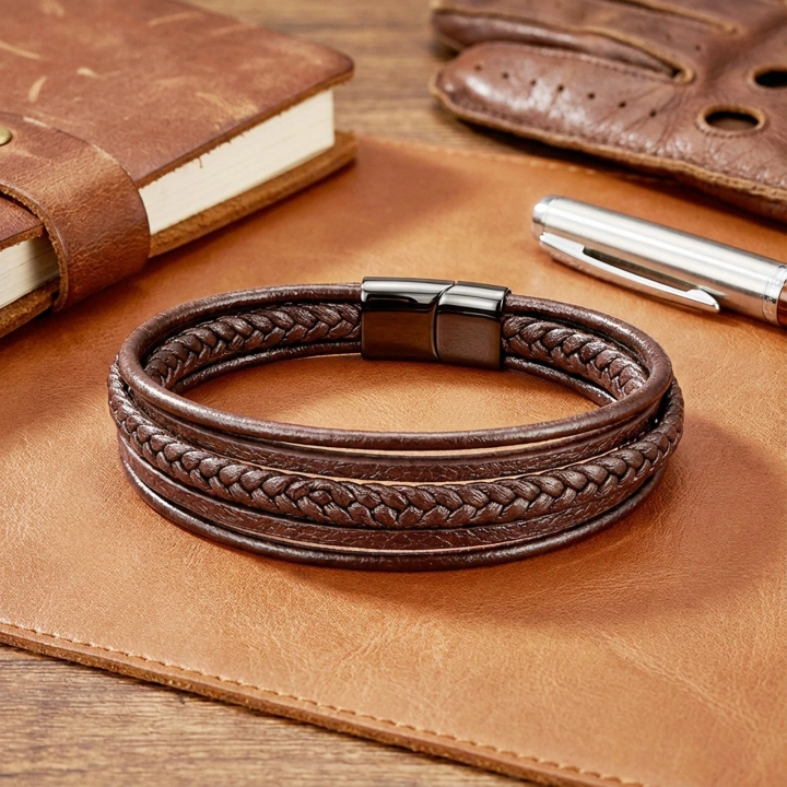 Moncuk Design Kahverengi Çoklu Deri Bileklik 33513B1D3