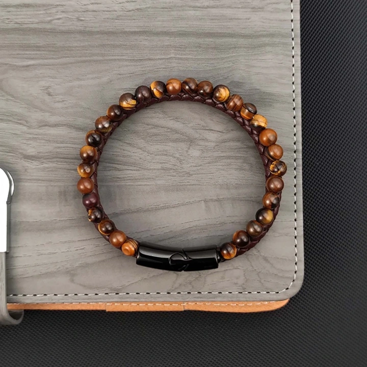 Moncuk Design Kaplan Gözü Doğaltaş Deri Erkek Bileklik 33512B7D8