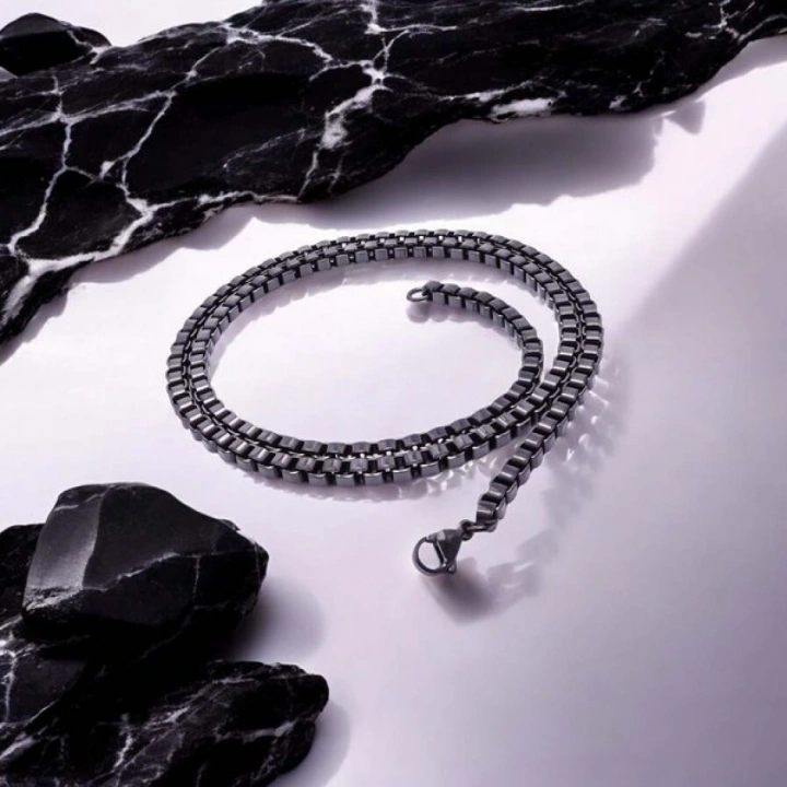 Moncuk Design Kare Arnavut Çelik Kolye 4Mm 3351CEK053