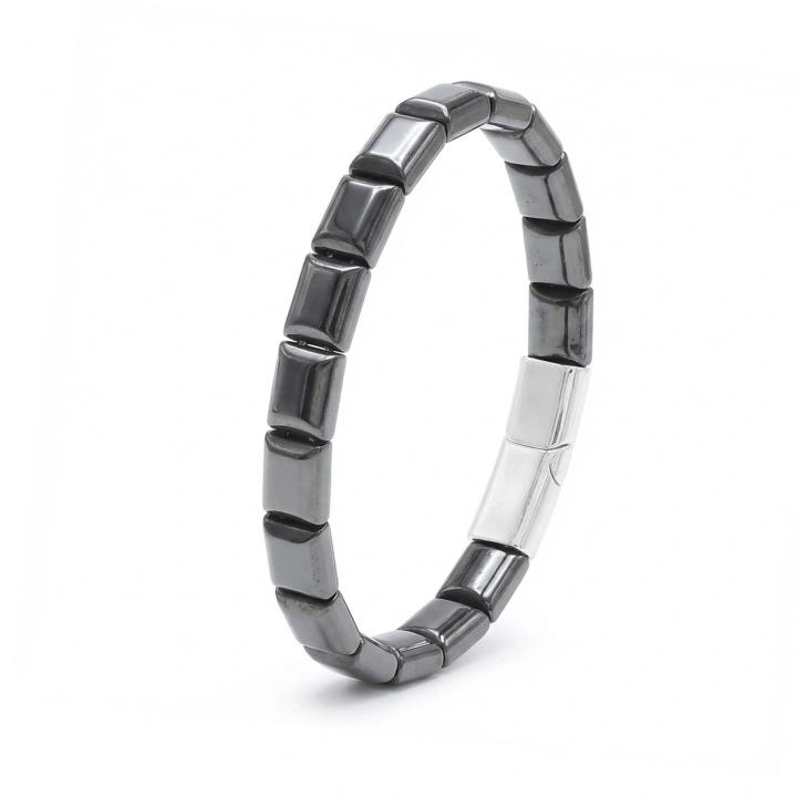 Moncuk Design Kare Hematit Doğaltaşlı Çelik Halat Ve Klips Bileklik 33512B4D1