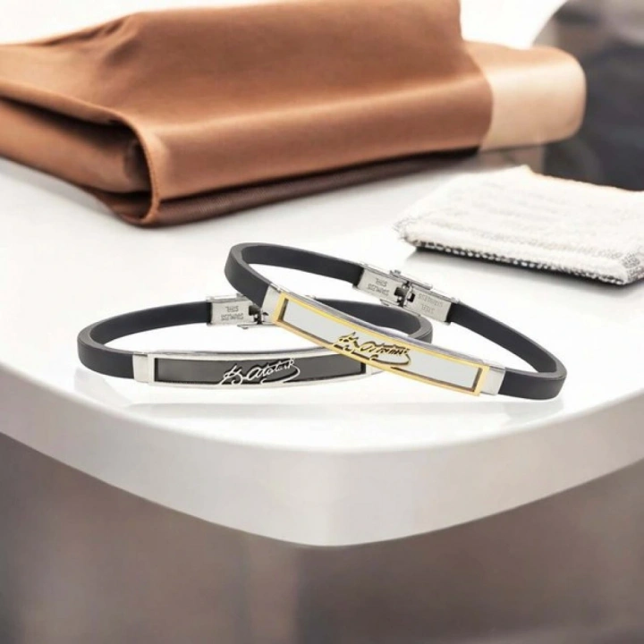 Moncuk Design Kemal Atatürk İmzalı Çelik Bileklik 3351SCB014