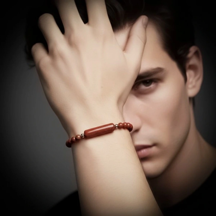 Moncuk Design Kırmızı Jasper Doğaltaş Çelik Halat Ve Çelik Klipsli Bileklik 33512B19D5