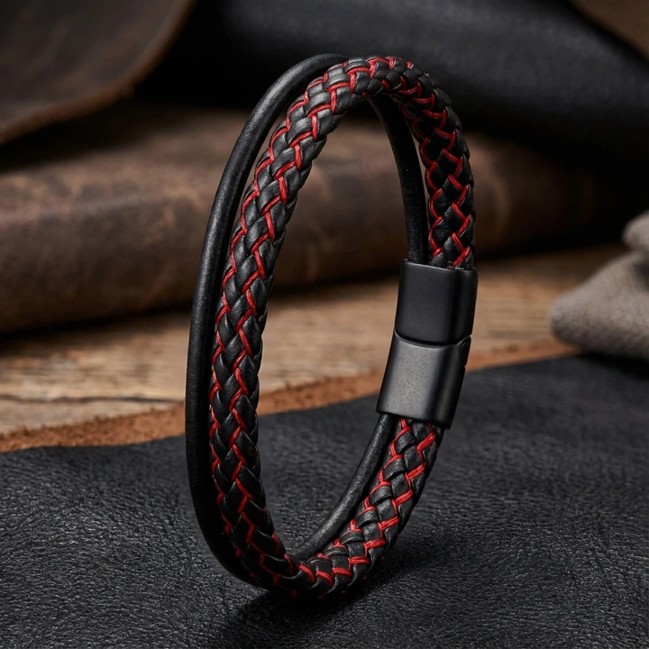 Moncuk Design Kırmızı Renk Çoklu Deri Bileklik 33513B5D5