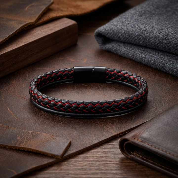 Moncuk Design Kırmızı Renk Çoklu Deri Bileklik 33513B5D5