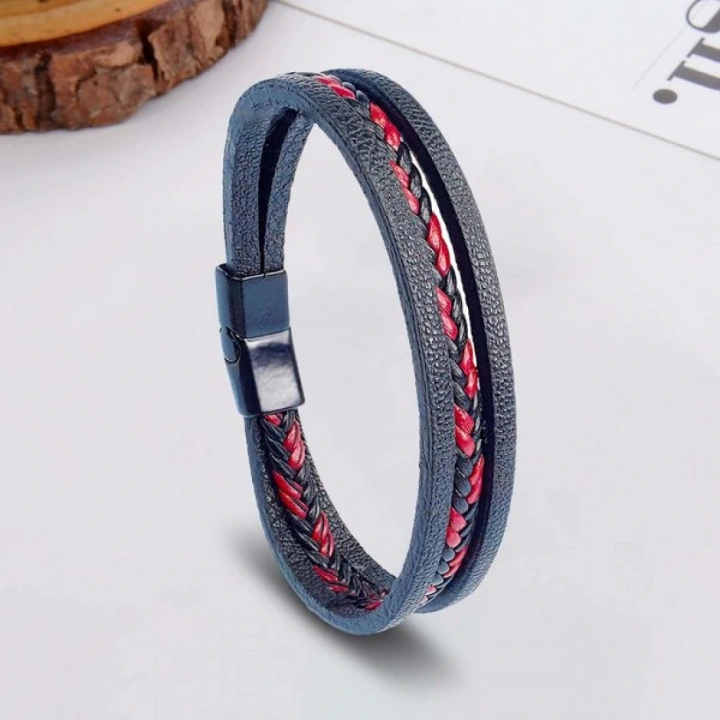 Moncuk Design Kırmızı Siyah Saç Örgü Ve Çelik Bileklik 33513B10D3