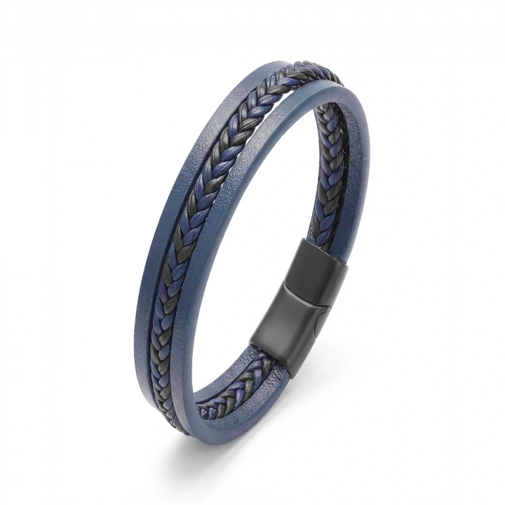Moncuk Design Lacivert Siyah Saç Örgü Ve Çelik Bileklik 33513B10D1