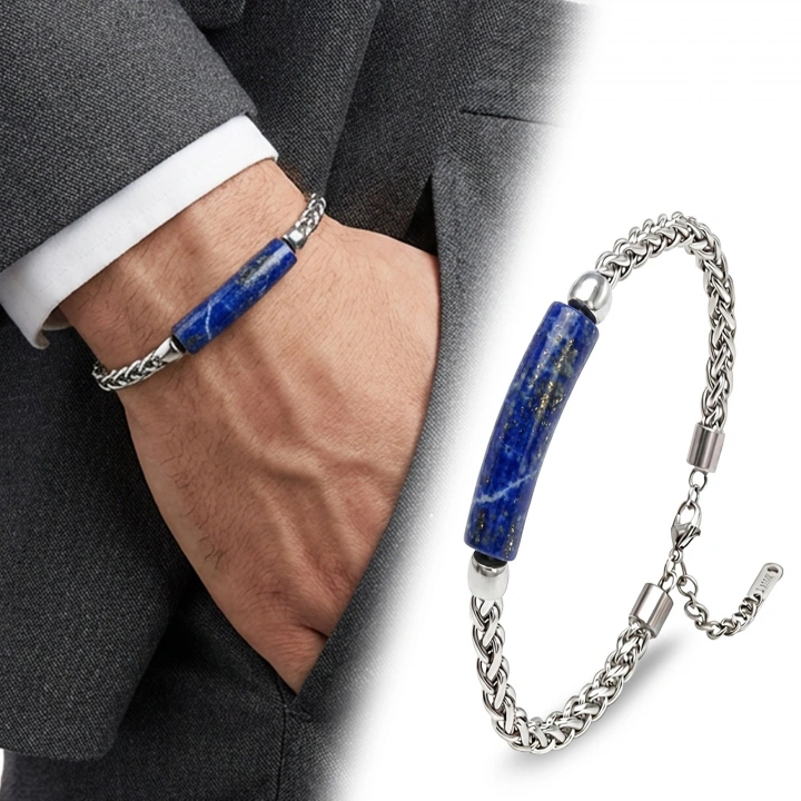 Moncuk Design Lapis Doğal Taşlı Ve Ayarlanabilir Çelik Zincir Bileklik 33512B15D5