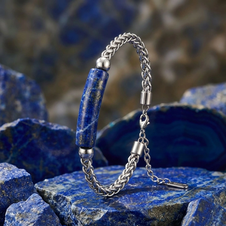 Moncuk Design Lapis Doğal Taşlı Ve Ayarlanabilir Çelik Zincir Bileklik 33512B15D5