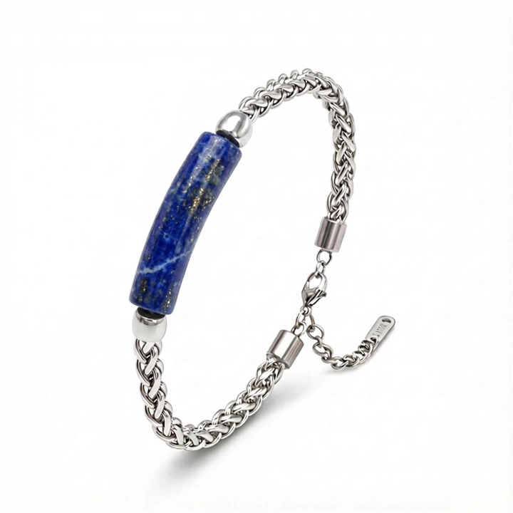 Moncuk Design Lapis Doğal Taşlı Ve Ayarlanabilir Çelik Zincir Bileklik 33512B15D5