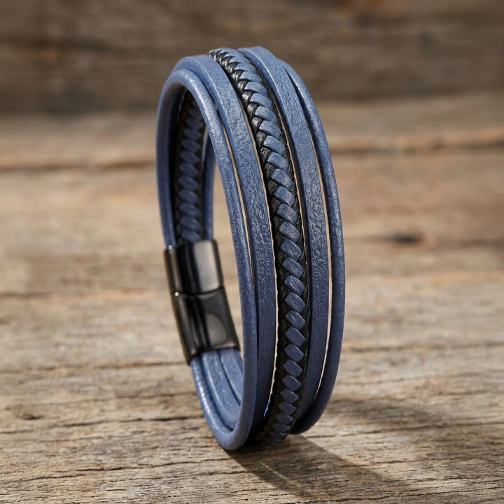 Moncuk Design Mavi Çoklu Deri Bileklik 33513B2D3