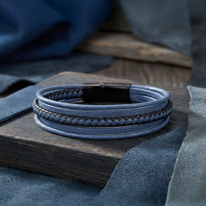 Moncuk Design Mavi Çoklu Deri Bileklik 33513B2D3