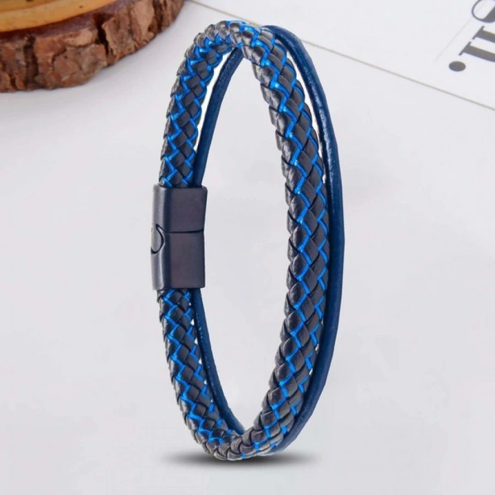 Moncuk Design Mavi Renk Çoklu Deri Bileklik 33513B5D2