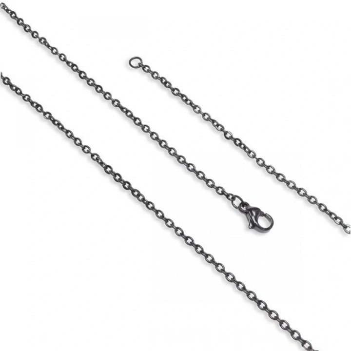 Moncuk Design Minik Boy Siyah Çelik Zincir Kolye 0.5Mm 3351CEK005