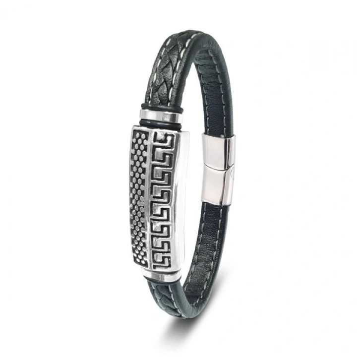 Moncuk Design Motif Çelik Ve Deri Billeklik 33511B2D14