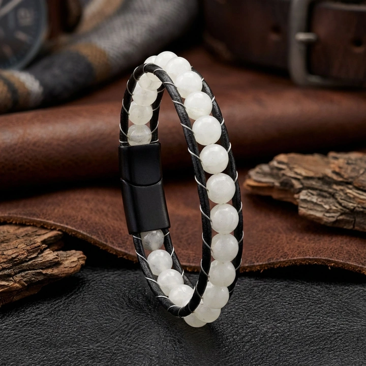 Moncuk Design Neon Fosforlu Deri Çelik Bilelklik 33512B2D8M6