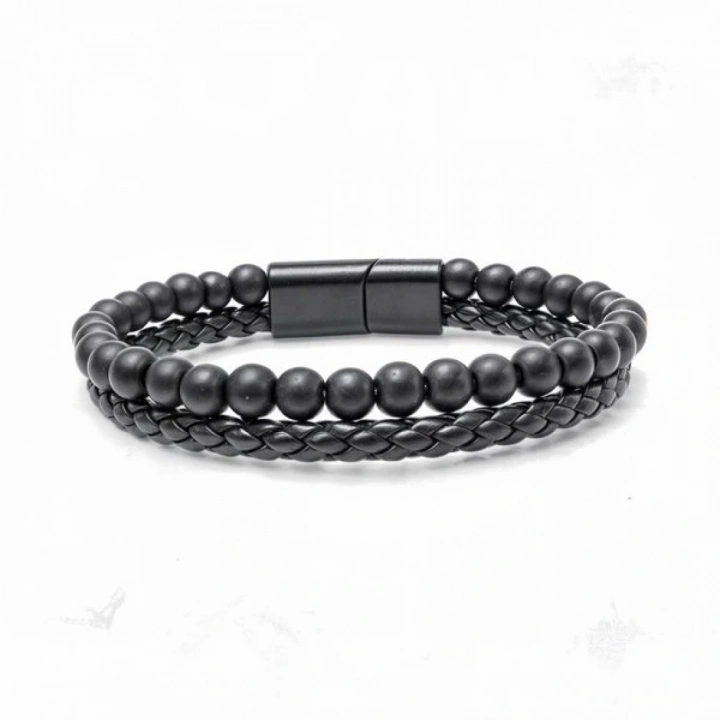 Moncuk Design Oniks Doğaltaş Ve Deri Erkek Bileklik 33512B7D1