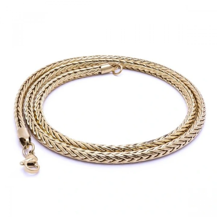 Moncuk Design Oval Kral Bakla Örgülü Çelik Kolye 4Mm 3351CEK022