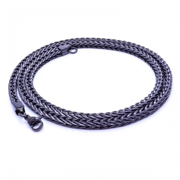 Moncuk Design Oval Kral Bakla Örgülü Çelik Kolye 4Mm 3351CEK024