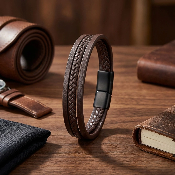 Moncuk Design Sadece Kahverengi Saç Örgü Ve Çelik Bileklik 33513B10D4