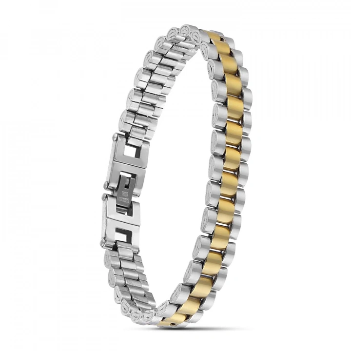 Moncuk Design Sarı Beyaz Ful Çelik Bileklik 33511G1D2M