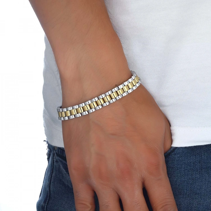 Moncuk Design Sarı Beyaz Ful Çelik Bileklik 33511G1D2M