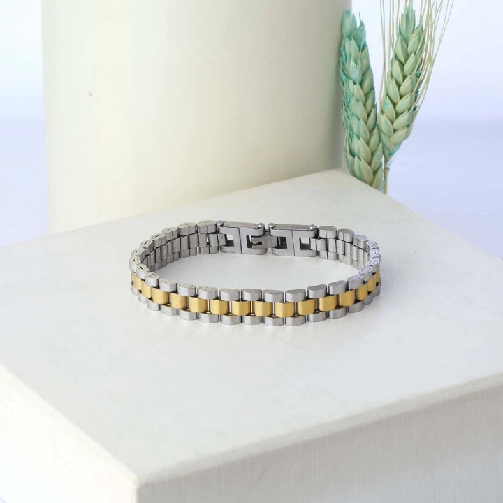 Moncuk Design Sarı Beyaz Ful Çelik Bileklik 33511G1D2M