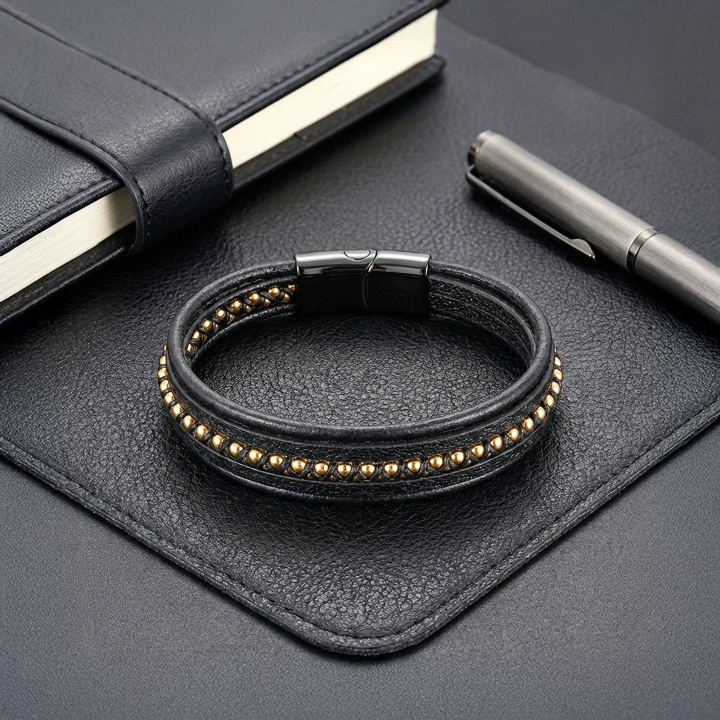 Moncuk Design Sarı Hematit Ve Çoklu Deri Bileklik 33514B3D2