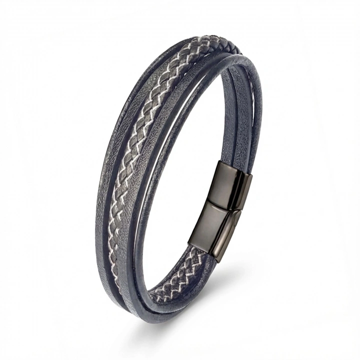 Moncuk Design Siyah Beyaz Çoklu Deri Bileklik 33513B2D9