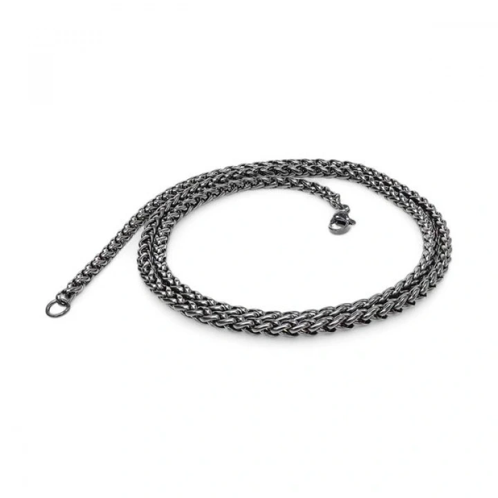 Moncuk Design Siyah Renk Çelik Kolye 4Mm 3351CEK016