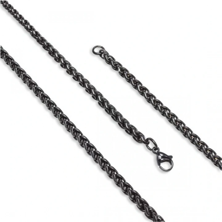 Moncuk Design Siyah Renk Çelik Kolye 4Mm 3351CEK016