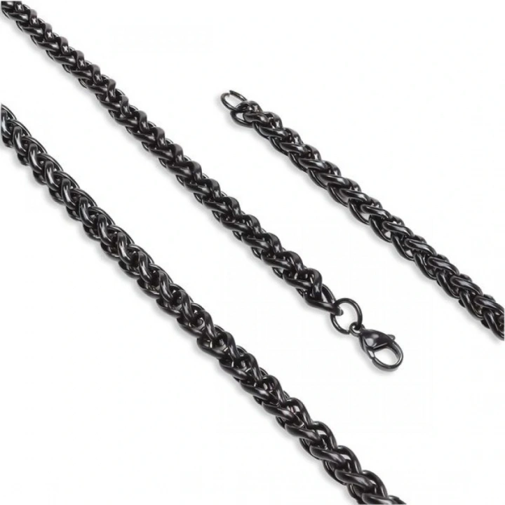 Moncuk Design Siyah Renk Çelik Kolye 6Mm 3351CEK019