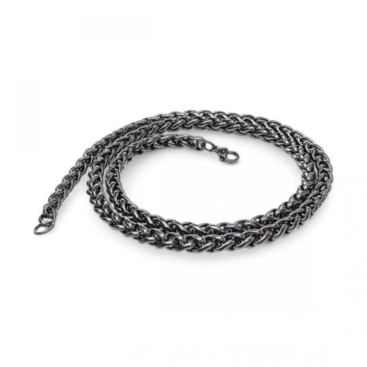 Moncuk Design Siyah Renk Çelik Kolye 6Mm 3351CEK019